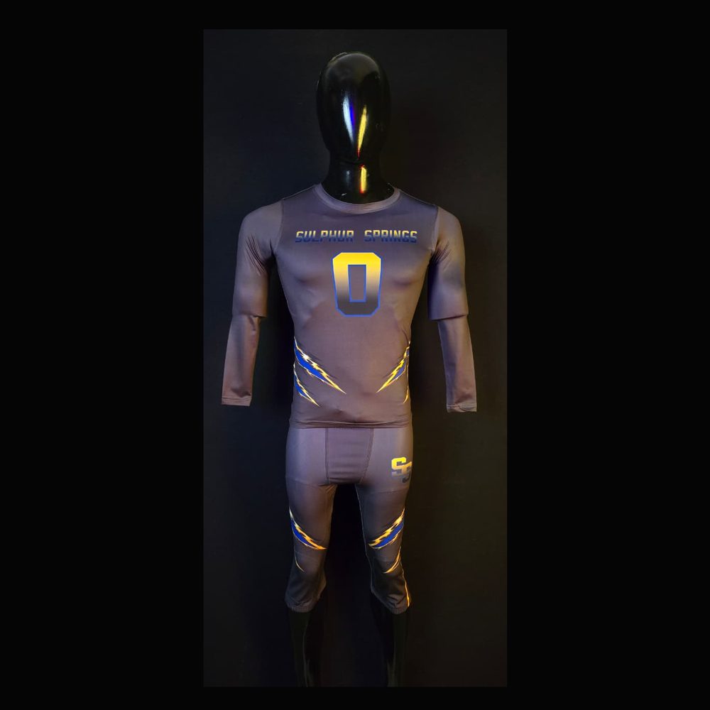 Sulphur Springs #0 Compression Set Gray — custom sublimated compression uniform made by Diamond Brand