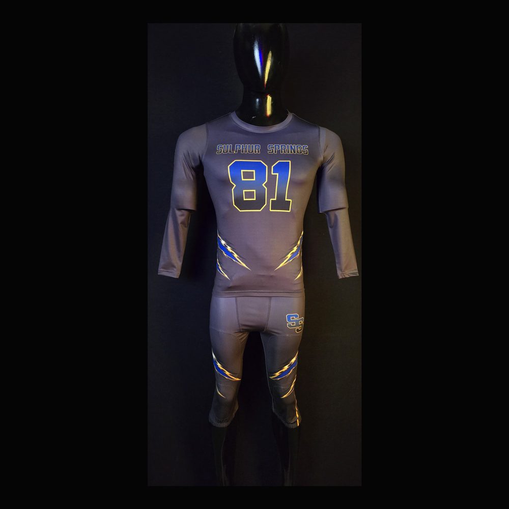 Sulphur Springs #81 Compression Set Gray — custom sublimated compression uniform made by Diamond Brand